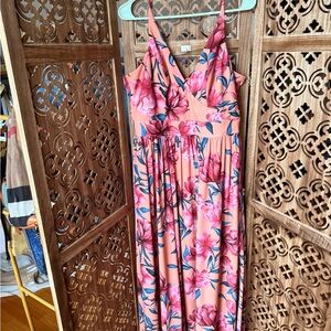 Women’s floral print maxi dress with slit